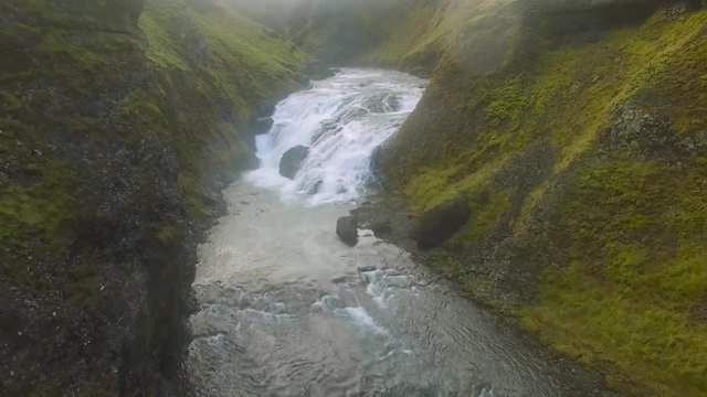 Systrastapi Waterfall and Canyon In Iceland