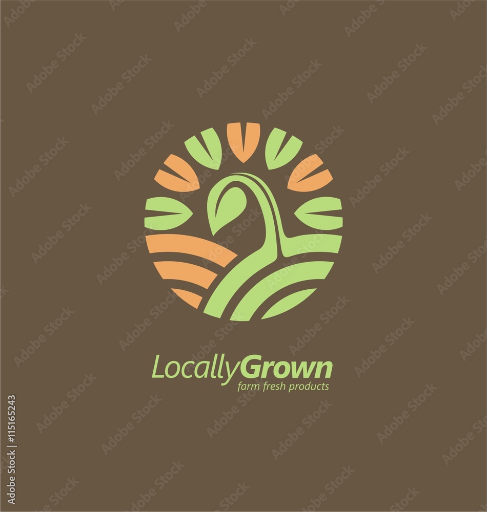 Poster Locally grown farm fresh product symbol template