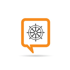 square orange speech bubble with rudder icon illustration