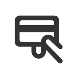 Fototapeta premium Credit card in the hand logo. Hand holding a credit card. Vector illustration.
