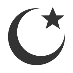 Islam symbol. Moon and star icon isolated on white background. Vector illustration