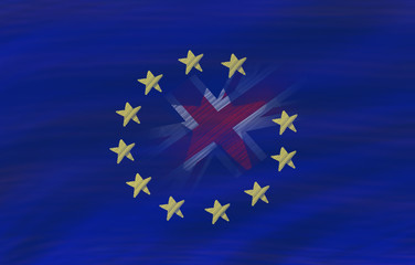Flag of European Union with the Great Britain Flag in the Center - Brexit
