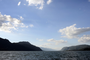 Bourget lake and mountains