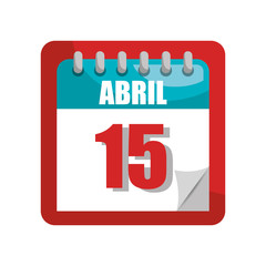 Calendar with month and day isolated flat icon, vector illustration.