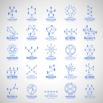 People Network Icons Set - Isolated On Gray Background - Vector Illustration, Graphic Design. For Web, Website, Print Materials
