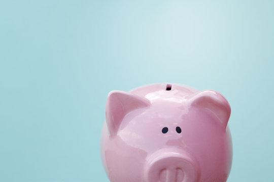 Piggy Bank On Green Background