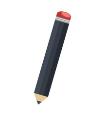 School or office black pencil, isolated flat icon vector illustration.