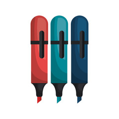 Markers in red and blue colors isolated icon, vector illustration.