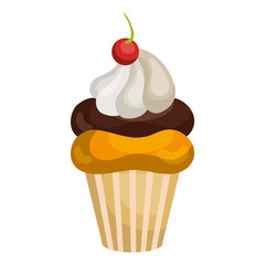 Delicious cake dessert isolated flat icon, vector illustration graphic.