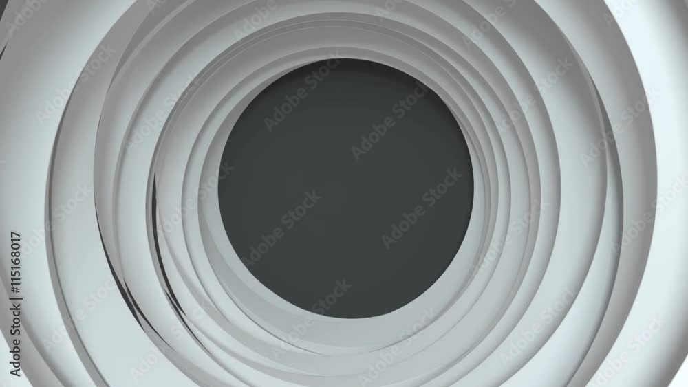 Poster loopable 3d rendering concentric background with random rotated geometry shapes