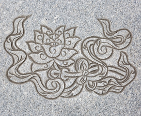 The Lotus sign, Tibetan one of eight  Auspicious Symbol engrave