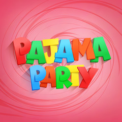 pajama party lettering title on pink background