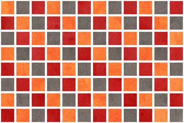 Watercolor orange, dark red and grey squares