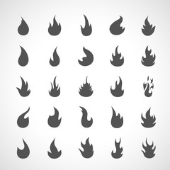 Fire Flame Icons Set - Isolated On Gray Background - Vector Illustration, Graphic Design. For Web, Website, Print Materials