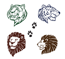 Tigers and Lions heads