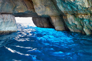 Inside Blue Grotto  on south part of Malta island