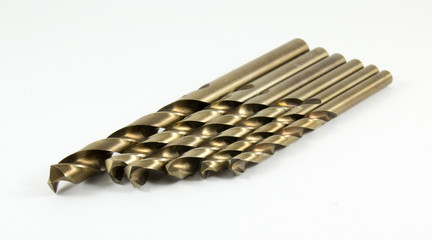 Drills for metal on a white background