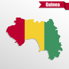 Fototapeta premium Guinea map with flag inside and ribbon