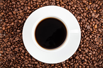 coffee beans and cup