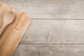 set of wood dish on table