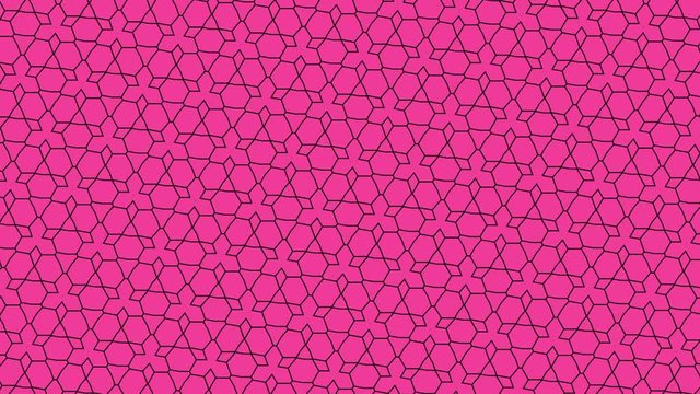 Animacion digital  en malla geometrica y de color rosa que gira
