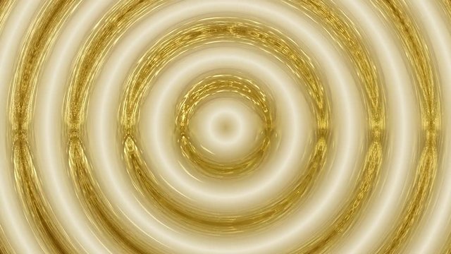 Bucle de Fluido fractal de Aros concentricos en tonos dorados y blanco que brotan
