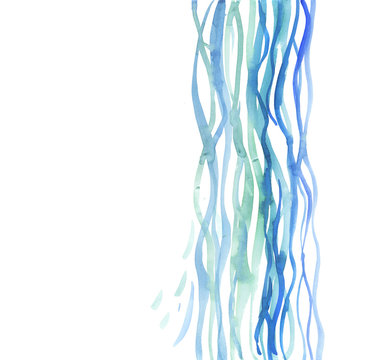 waterfall background pattern. sea watercolor illustration. blue