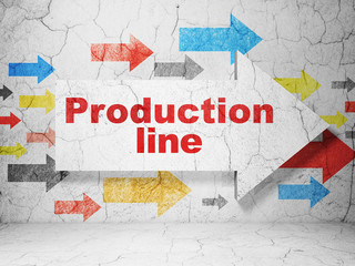 Industry concept: arrow with Production Line on grunge wall background