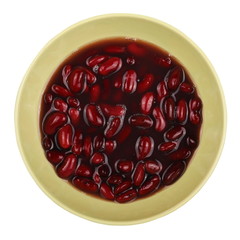 Red cooked beans cup isolated on white