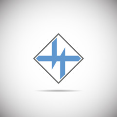 Blue and black vector logo on white background