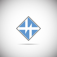 Obraz premium Blue and black vector logo on white background