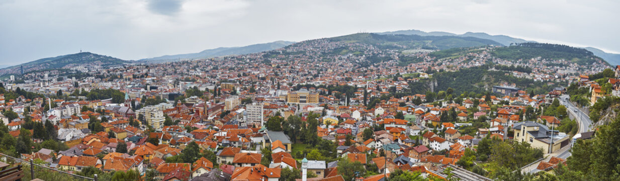 The panoramic view of Sarajevo