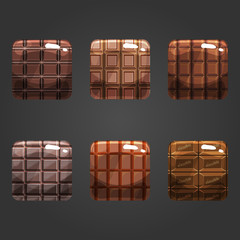 Set of shiny chocolate  square button