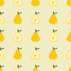 The pear is whole and in the context of seamless background.