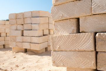 Tufa blocks in a stone quarry