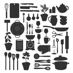 Kitchen tool set isolated, vector illustration