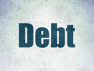 Business concept: Debt on Digital Data Paper background