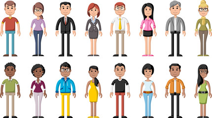 Group of cartoon colorful people
