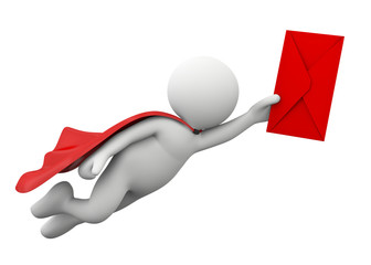 omino 3d che vola con lettera