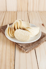 Potato chips in white plate
