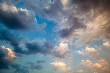 colorful dramatic sky with cloud at sunset