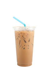 Ice coffee with milk sweet drink isolated, Clipping path