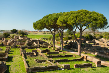 The Ruins of the Ancient Roman town of Ostia Antica in Italy
