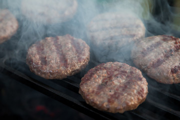 Burgers on a grill