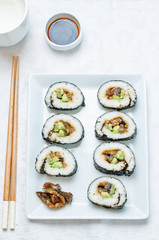 eggplant teriyaki vegan avocado cucumber sushi