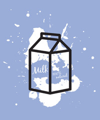 Milk icon with drops, sprays and thick line.
