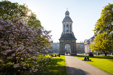 Obraz premium Dzwonnica w Trinity College, Dublin, Irlandia