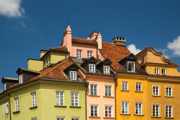 Fototapeta premium A close up of buildings in Castle Square in Warsaw, Poland 