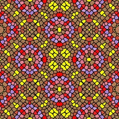 Abstract seamless texture of mosaic kaleidoscope pattern for background - 115182068