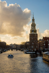 Evening view of the tower Montelbaan